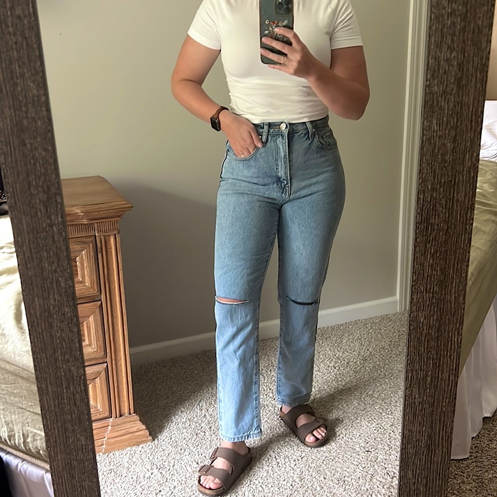High waisted straight jean